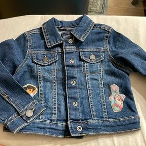New. Upcycled embellished kids jeans jacket size 2T with Dora embellishment. New